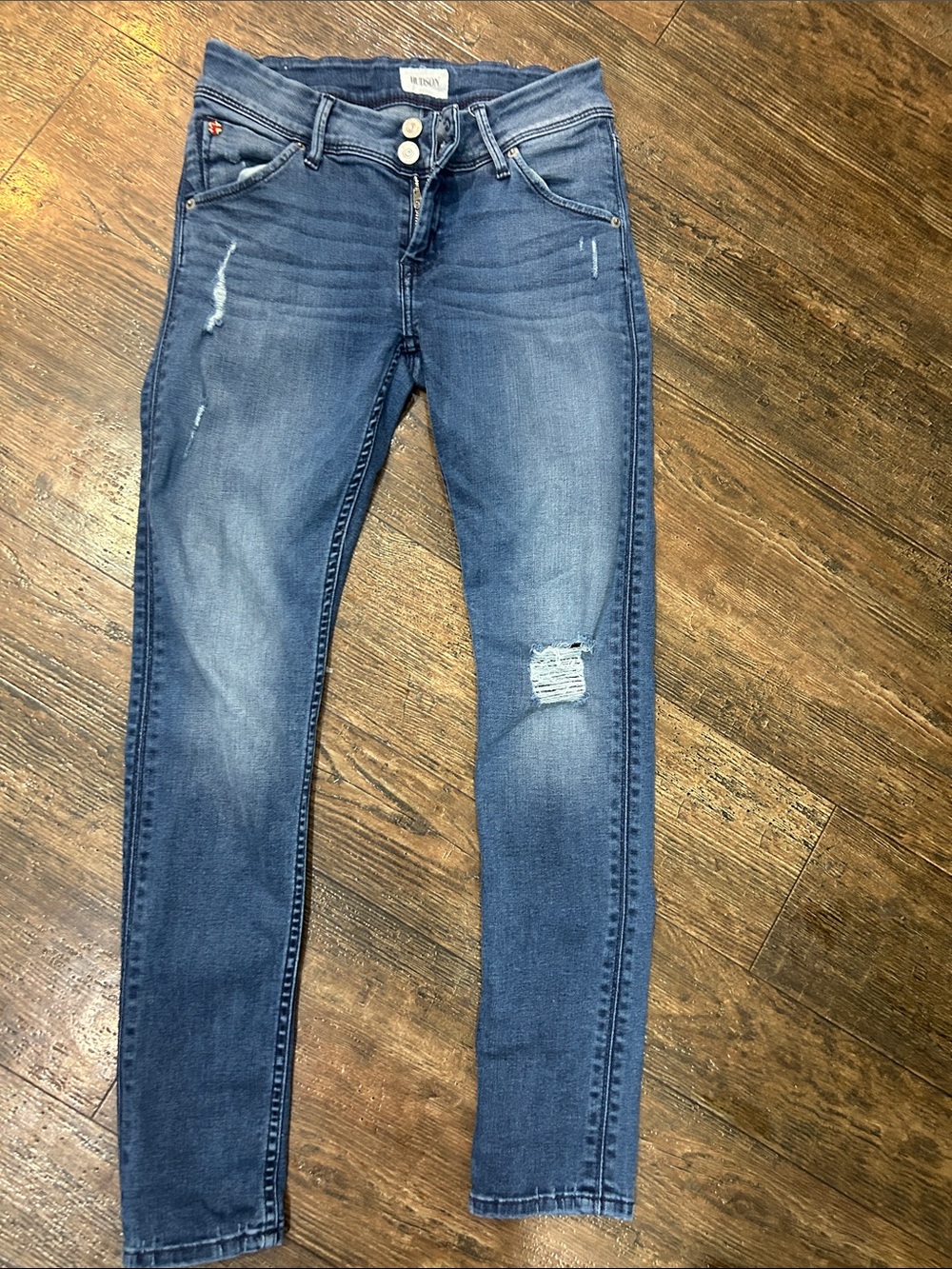 Hudson Jeans Women's Blue Distressed Skinny Jeans